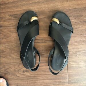 Black Sandals with Gold Accent